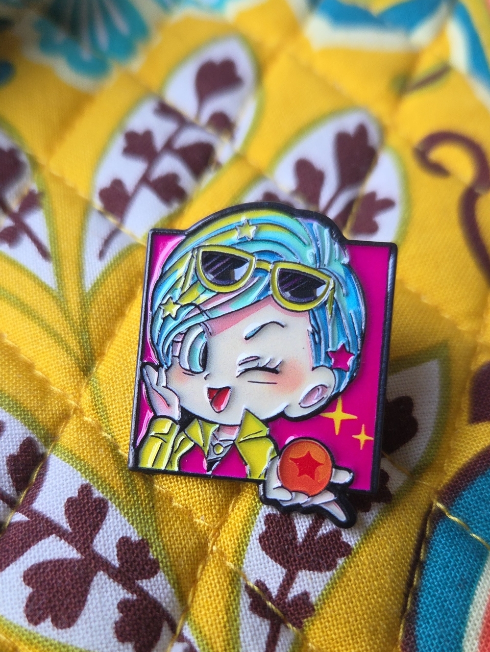 Kids Pink Enamel Character Pin - Cute Winking Design